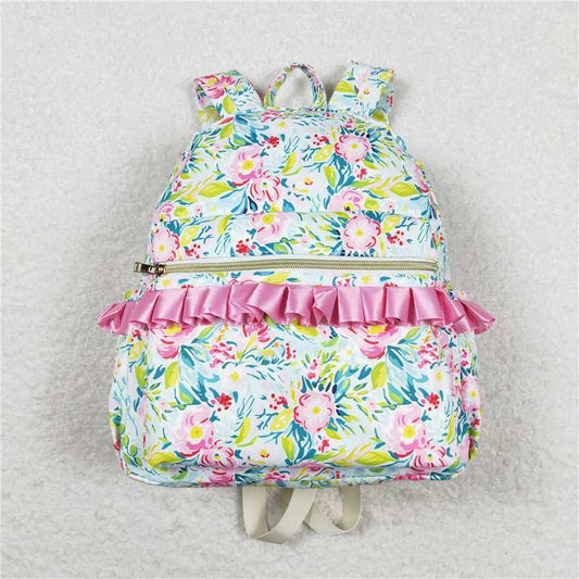 BA0176 Baby Girls Cute Green Floral Packback School Bag