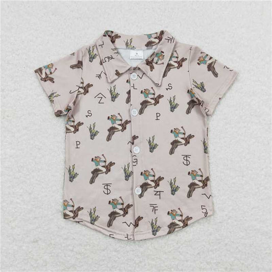 5.21  RTS NO MOQ Summer Baby Boys Shirt BT0484 Rodeo Western Buttons Short Sleeve Tee Shirts Tops