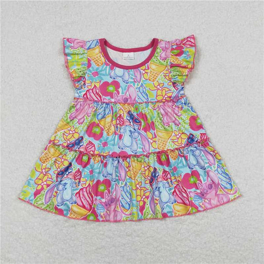RTS NO MOQ Summer Baby Girls Short Sleeve GT0471 Flutter Sleeve Ice Cream KoalaTunic Tops