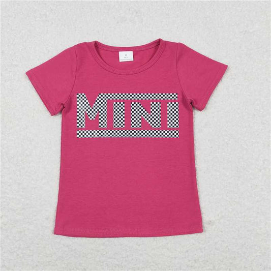 RTS NO MOQ Summer Baby Girls Short Sleeve GT0573 Hot Pink Mini Tee Shirts Tops