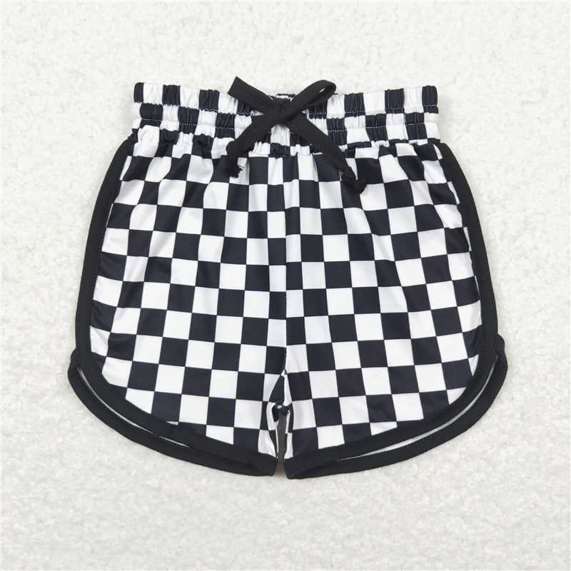 RTS NO MOQ Baby Girls Summer Pants SS0278 Black Checkered Bottoms Shorts