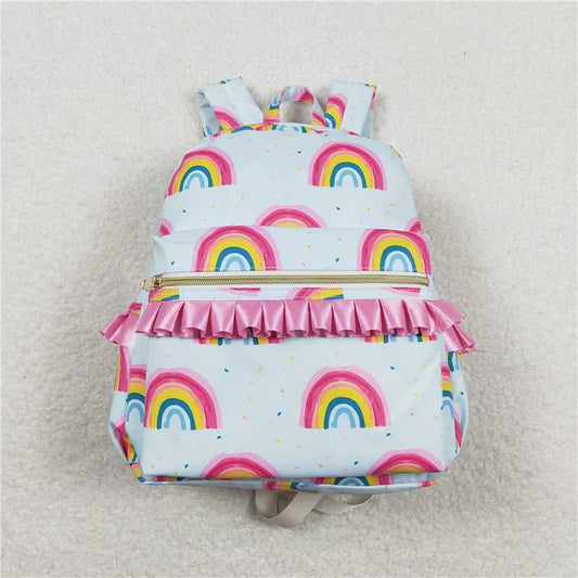RTS NO MOQ Baby Kids Backpacks BA0167 Pink Ruffle Rainbow Backpack Back Bags