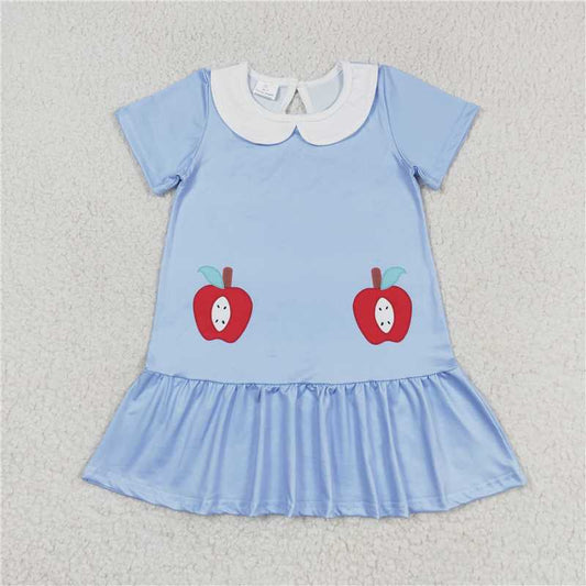 7.22 RTS NO MOQ Summer Baby Girls Dresses GSD0953 Short Sleeve Apples Knee Length Dresses