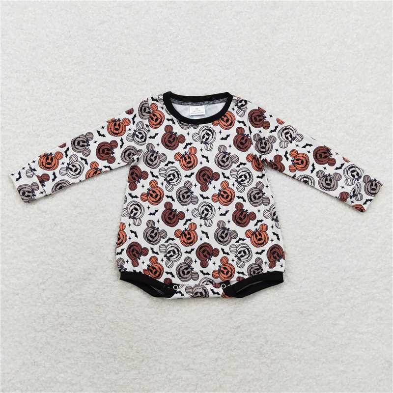 6.4 RTS NO MOQ Baby Boys Bodysuit LR1282 Halloween Pumpkins Long Sleeve Rompers