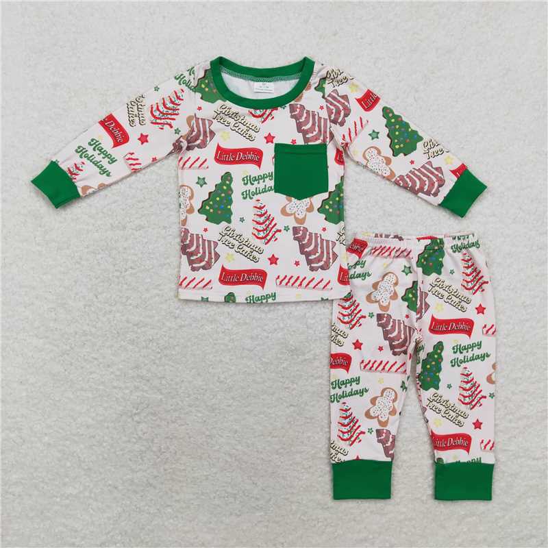 5.28 RTS NO MOQ Baby Boys Sets BLP0506 Christmas Season Tree Pocket Shirt Pants Pajamas Clothes Sets