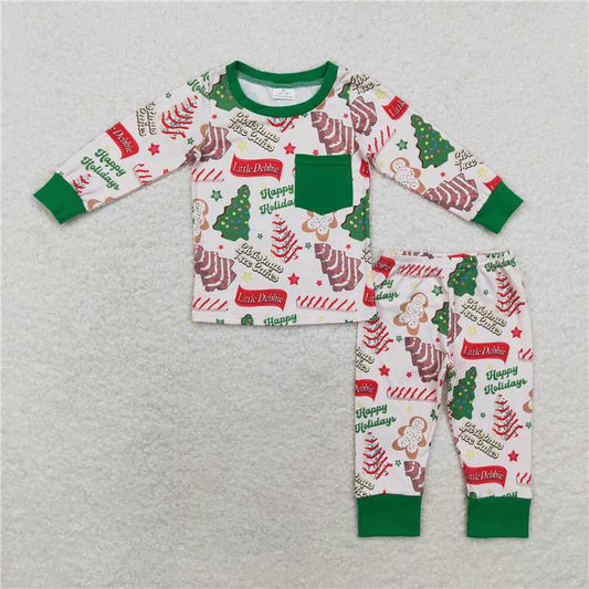 5.28 RTS NO MOQ Baby Boys Sets BLP0506 Christmas Season Tree Pocket Shirt Pants Pajamas Clothes Sets