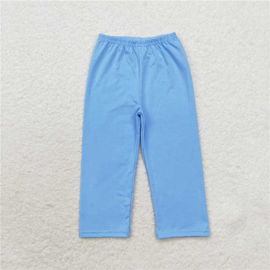 RTS NO MOQ Baby Girls Long Pants P0579 Light Blue Color Cotton Bottom Pants