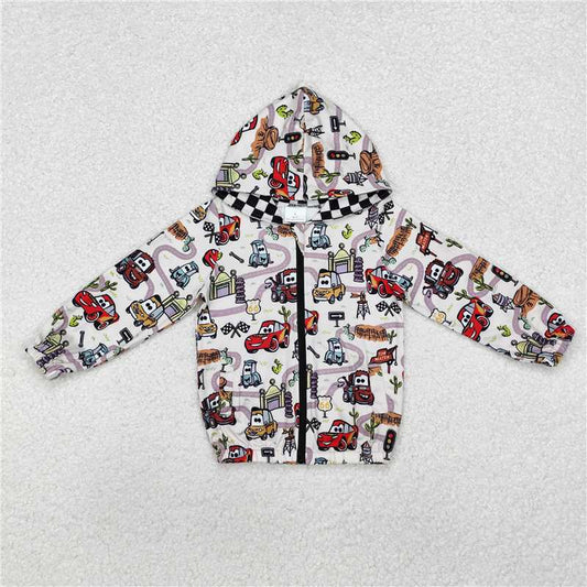 BT0889 Baby Boys Car Hooded Racing Zip Tops Cardigan