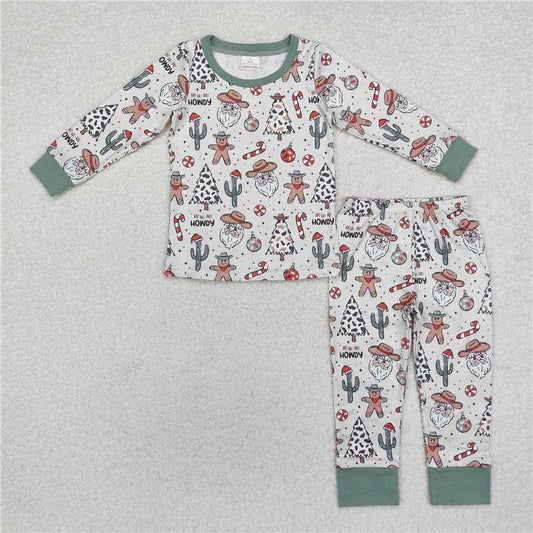 RTS NO MOQ Baby Boys Sets BLP0817 Christmas Western Tree Top Pants Pajamas Clothes Sets