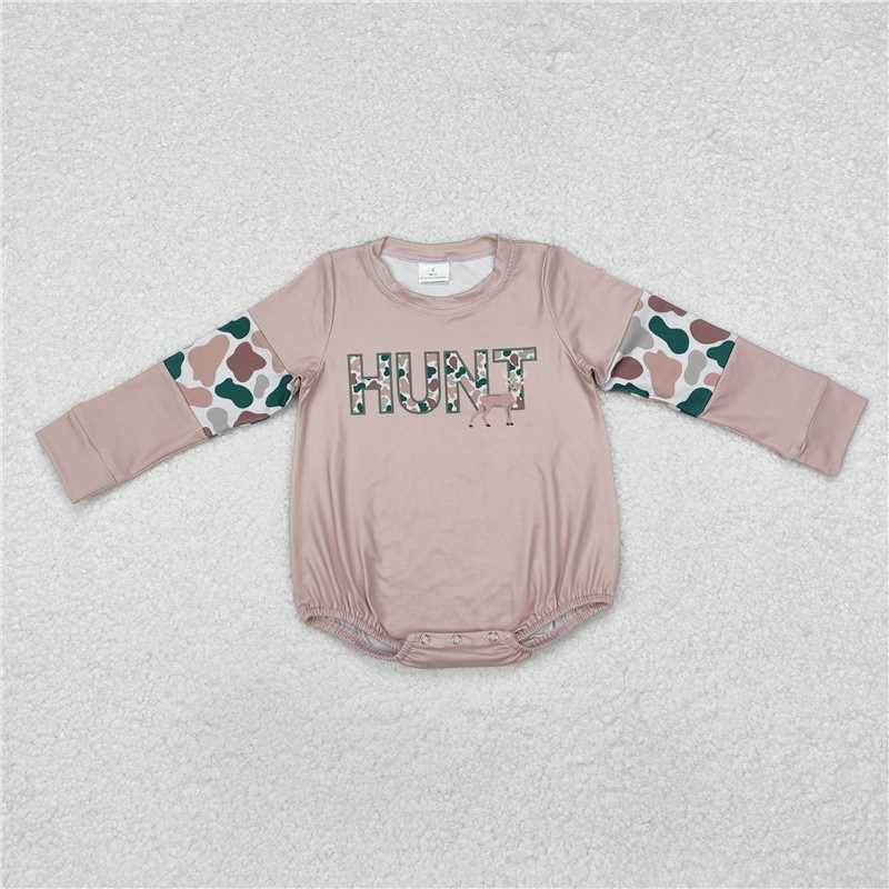5.13 RTS NO MOQ Baby Boys Bodysuit LR1863 Long Sleeve Southern Hunting Deer Camo Rompers