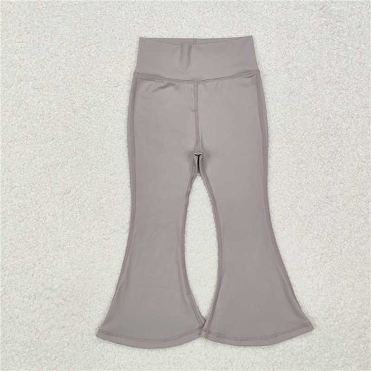 RTS NO MOQ Baby Girls Long Pants P0572 Grey Yoga Active Wear Bell Bottom Pants