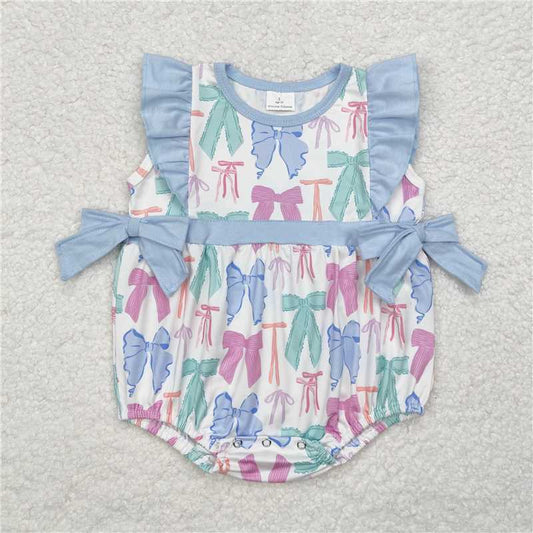 7.11 RTS NO MOQ Summer Baby Girls Bodysuit SR2027 Colorful Bows Spring Rompers