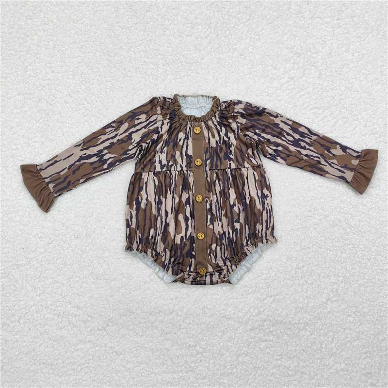 RTS NO MOQ Baby Girls Bodysuit LR1977 Bottomland Camo Ruffle Buttons Rompers