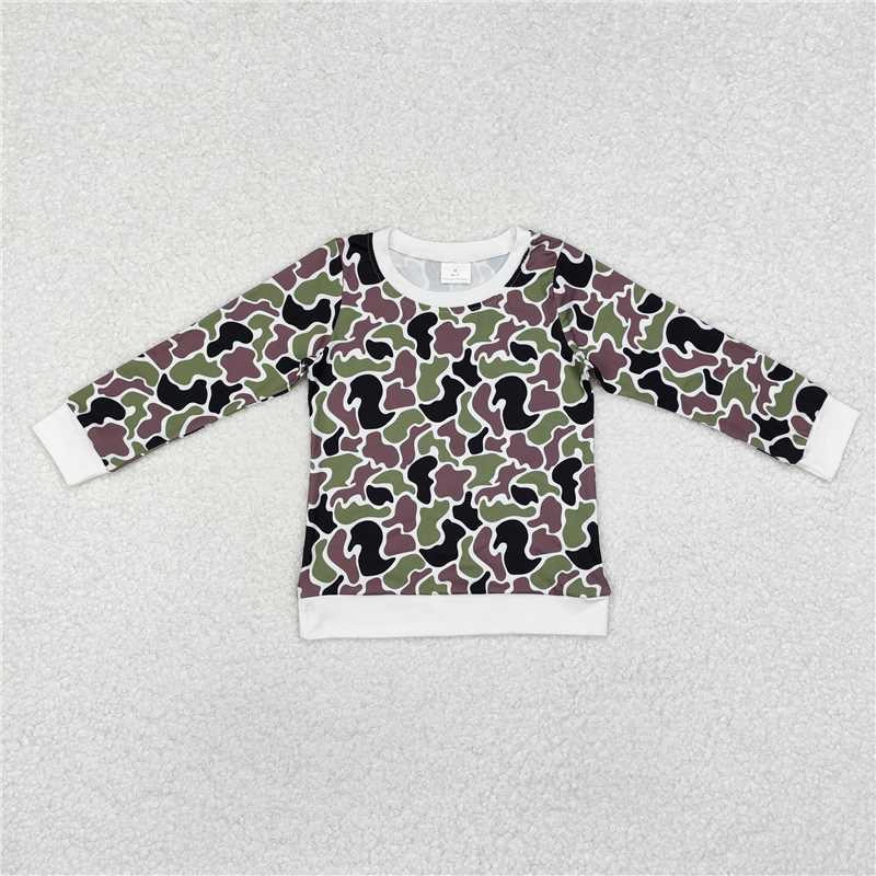 RTS NO MOQ Baby Boys Long Sleeve BT1062 Green Camouflage Long Sleeve Tee Shirts Tops