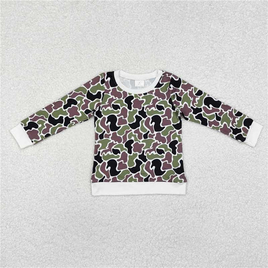 RTS NO MOQ Baby Boys Long Sleeve BT1062 Green Camouflage Long Sleeve Tee Shirts Tops
