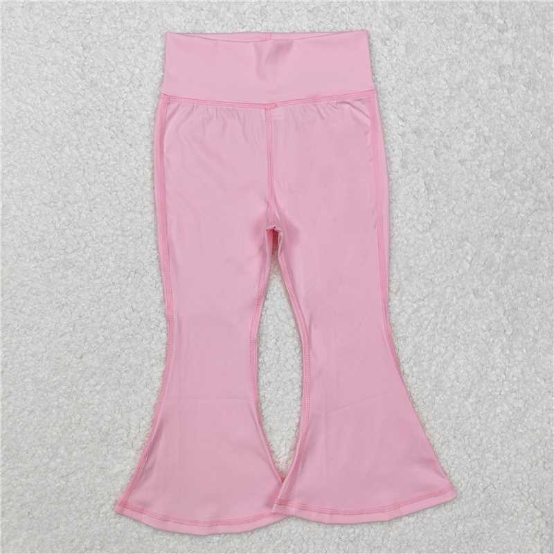 RTS NO MOQ Baby Girls Long Pants P0576 Light Pink Yoga Active Wear Bell Bottom Pants