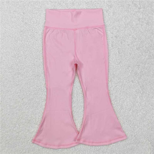 RTS NO MOQ Baby Girls Long Pants P0576 Light Pink Yoga Active Wear Bell Bottom Pants