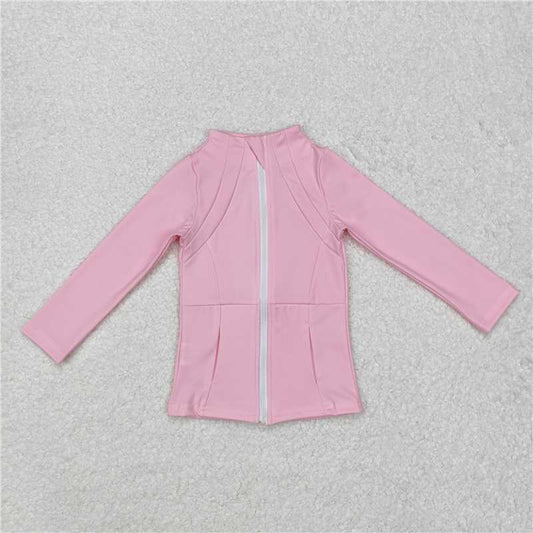 RTS NO MOQ Baby Girls Long Sleeve GT0683 Light Pink Zip Pocket Yoga Active Wear Jackets