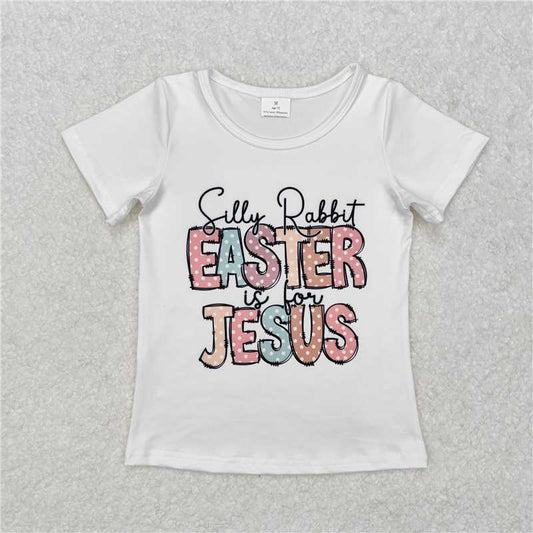 RTS NO MOQ Summer Baby Girls Short Sleeve GT0898 Silly Rabbit Easter Jesus Short Sleeve Tee Shirts Tops