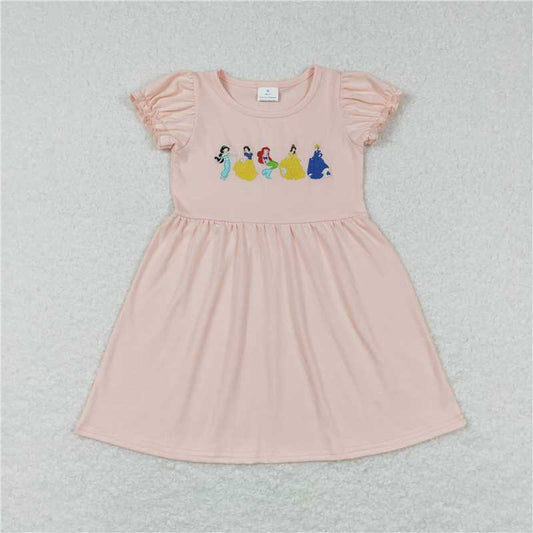 8.2 RTS NO MOQ Summer Baby Girls Dresses GSD0510 Princess Pink Knee Length Boutique Dresses