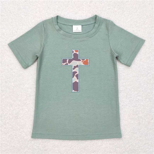 7.17 RTS NO MOQ Summer Baby Boys Shirt BT0443 Easter Camo Cross Tee Shirts Tops