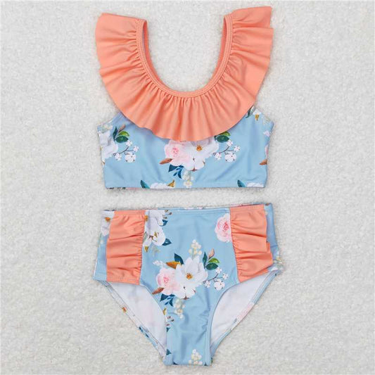 S0179 Baby Girls Flower Summer Sleveless Two pieces swimsuits