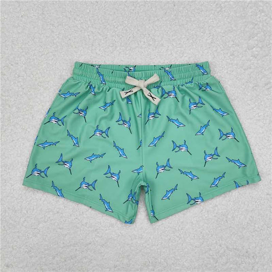 5.16 RTS NO MOQ Baby Boys Summer Pants S0173 Green Shark Trunks Swimsuits Swimwear