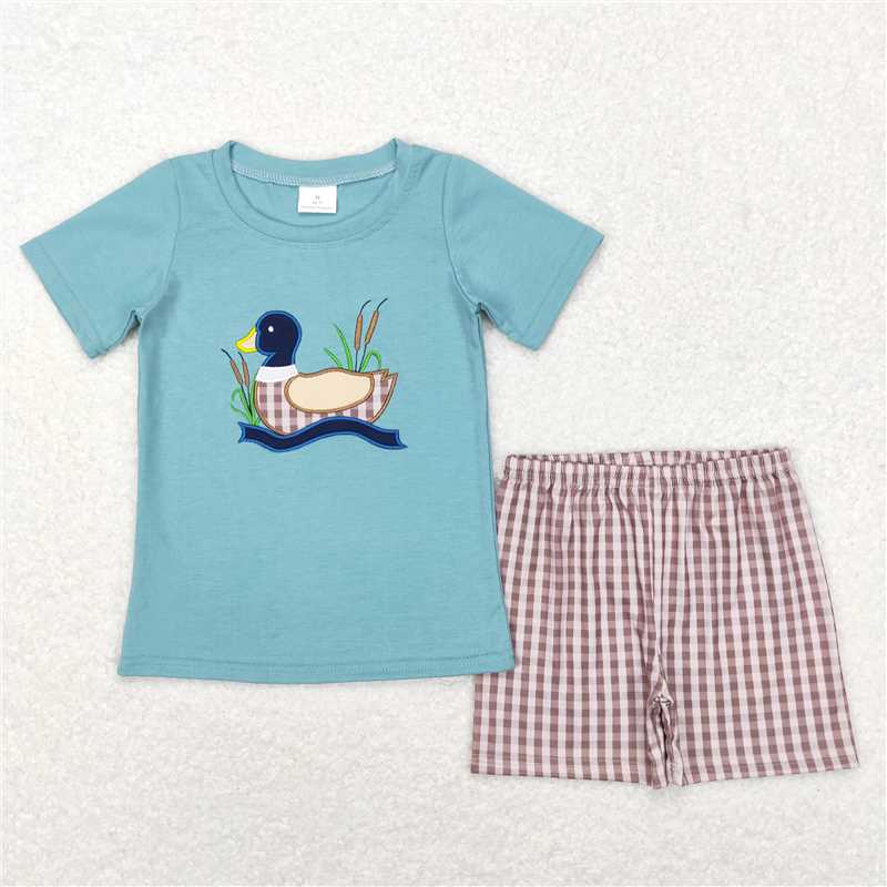 RTS NO MOQ Baby Boys kids Summer Sets BSSO0281 Duck Short Sleeve Tops Shorts Clothing Sets
