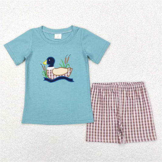 RTS NO MOQ Baby Boys kids Summer Sets BSSO0281 Duck Short Sleeve Tops Shorts Clothing Sets