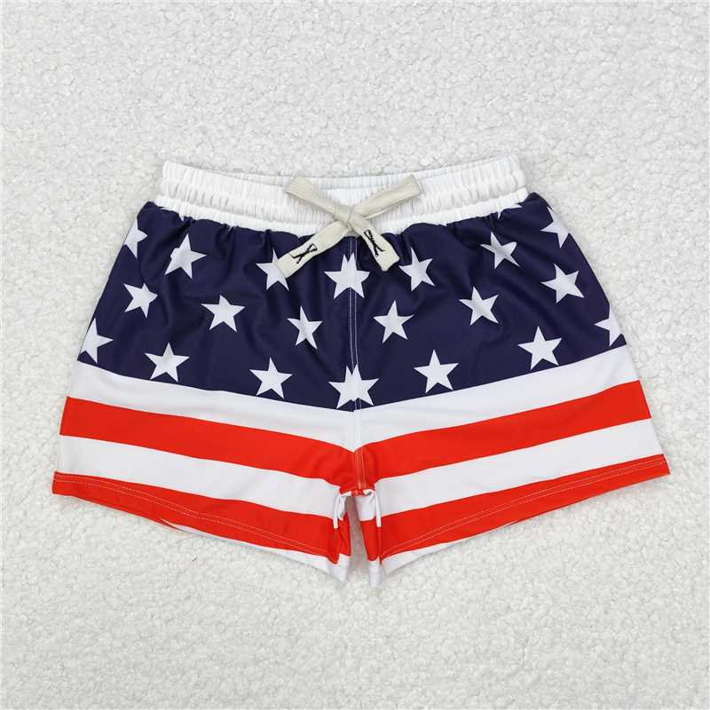 RTS NO MOQ Baby Boys Summer Pants S0188 4th Of July Stars Trunks Swimsuits