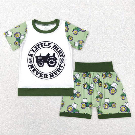 RTS NO MOQ Baby Boys kids Summer Sets BSSO0328 Tractors Farm Shirt Summer Shorts Clothes Sets