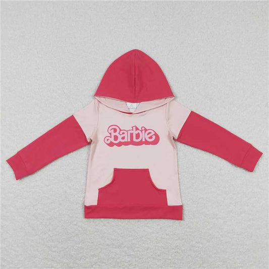 5.22 RTS NO MOQ Baby Girls Long Sleeve GT0400 Pink Pockets Doll Hoodie Tops Shirts