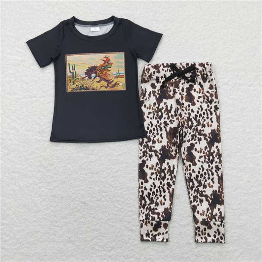 5.27 RTS NO MOQ Baby Boys Summer Sets BSPO0149 Cowboy Shirt Cowhide Western Pants Clothing Sets