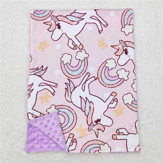 RTS NO MOQ Baby Kids Carpet BL0100 Pink Unicorn Rainbow Polka Dots Blankets