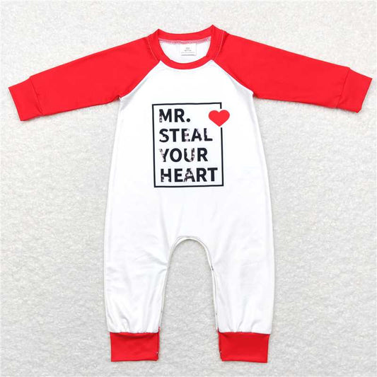 7.7 RTS NO MOQ Baby Boys Bodysuit LR0797 Steal Hearts Valentines Long Sleeve Rompers