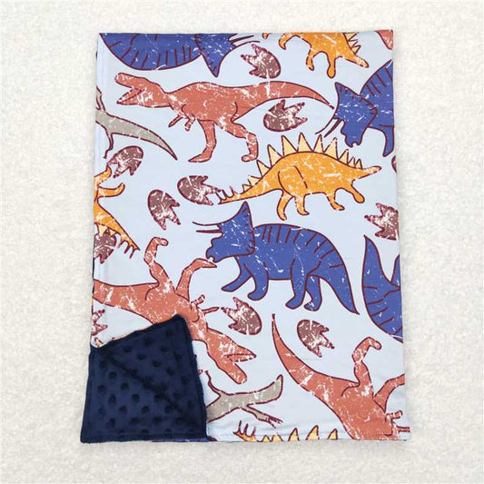 RTS NO MOQ Baby Kids Carpet BL0099 Navy Orange Dinosaurs Polka Dots Blankets