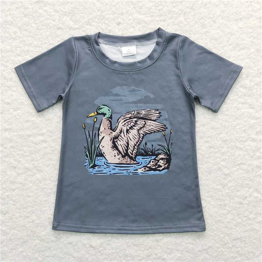 7.17 RTS NO MOQ Summer Baby Boys Shirt BT0508 Hunting Mallard Duck Short Sleeve Tee Shirts Tops