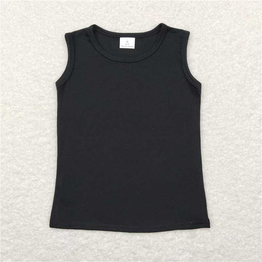 5.20 RTS NO MOQ Summer Baby Girls Short Sleeve GT0419 Black Cotton Sleeveless Tank Tee Shirts Tops