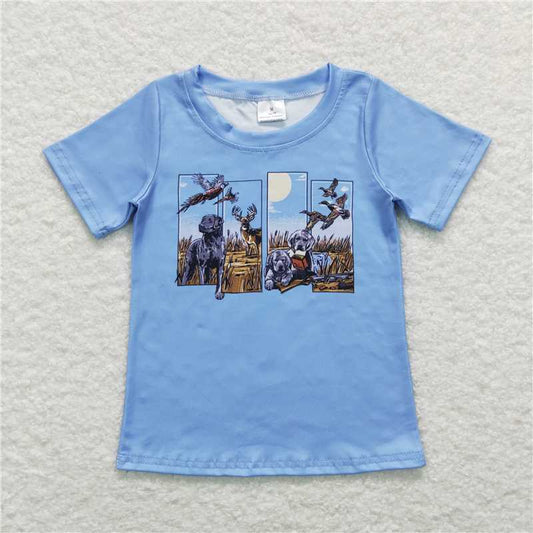 7.17 RTS NO MOQ Summer Baby Boys Shirt BT0509 Hunting Dog Duck Deer Short Sleeve Tee Shirts Tops