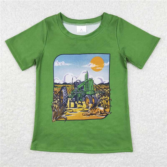 7.17 RTS NO MOQ Summer Baby Boys Shirt BT0503 Farm Dog Short Sleeve Tee Shirts Tops