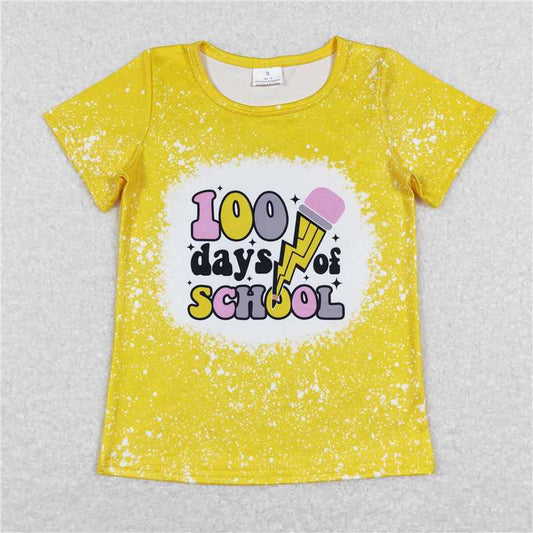 RTS NO MOQ Summer Baby Girls Short Sleeve GT0387 100 Days Of School Short Sleeve Tee Shirts Tops