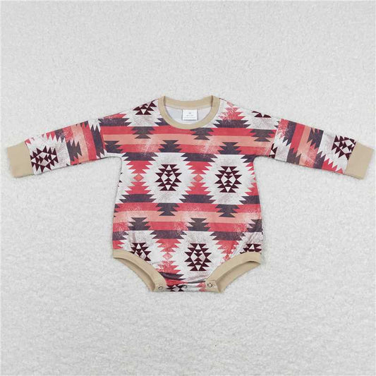 7.7 RTS NO MOQ Baby Boys Bodysuit LR0845 Long Sleeve Aztec Western Rompers