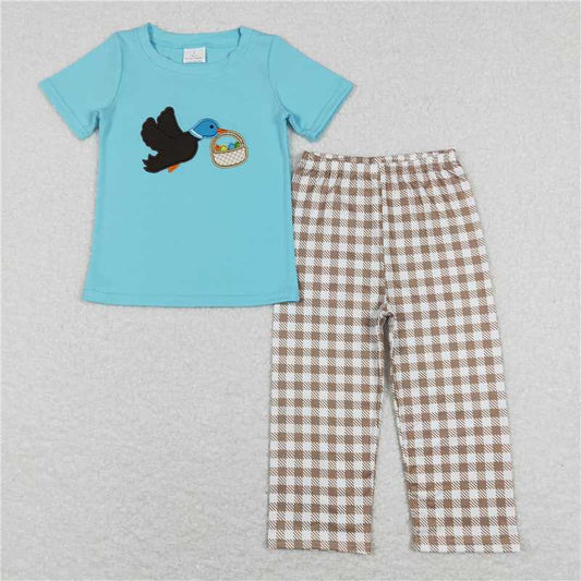 5.27 RTS NO MOQ Baby Boys Summer Sets BSPO0216 Easter Duck Eggs Top Bottom Pants Clothes Sets