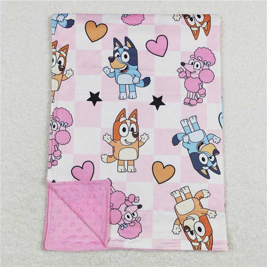 RTS NO MOQ Baby Kids Carpet BL0114 Pink Valentines Dogs Hearts Blankets