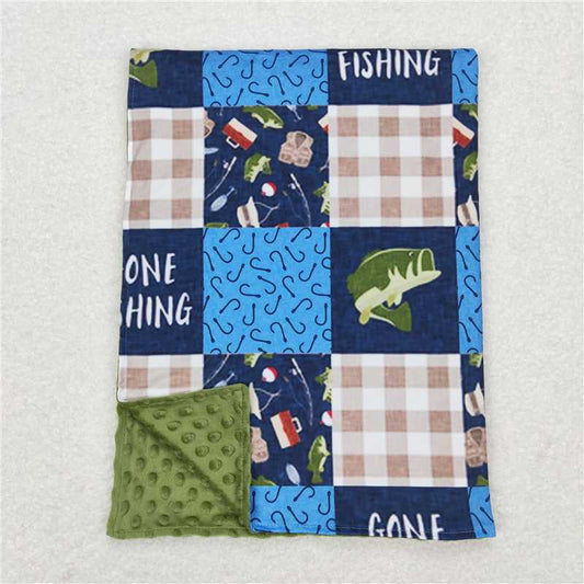 BL0097  Baby Kids Go Fishing Minky Blankets