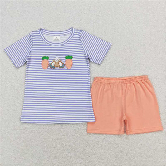 RTS NO MOQ Baby Boys kids Summer Sets BSSO0301 Easter Carrot Top Shorts Clothing Sets