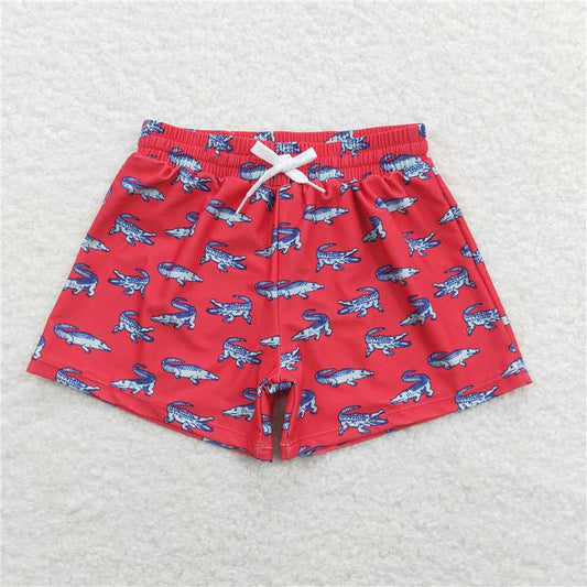 RTS NO MOQ Baby Boys Summer Pants S0175 Red Alligator Trunks Swimsuits