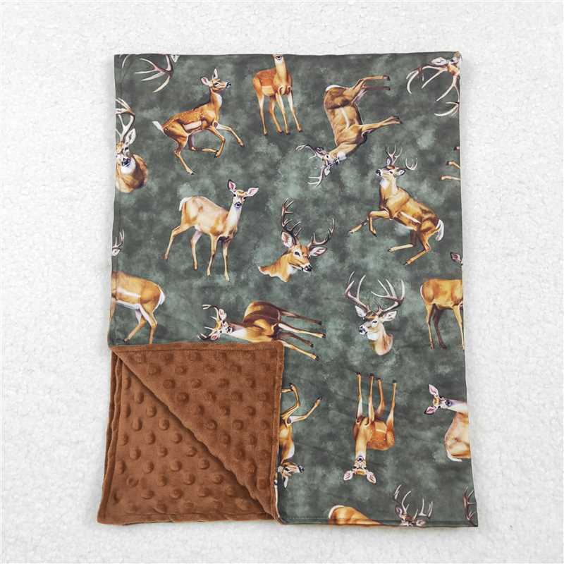 RTS NO MOQ Baby Kids Carpet BL0168 Brown Polka Dots Southern Deer Hunting Blankets