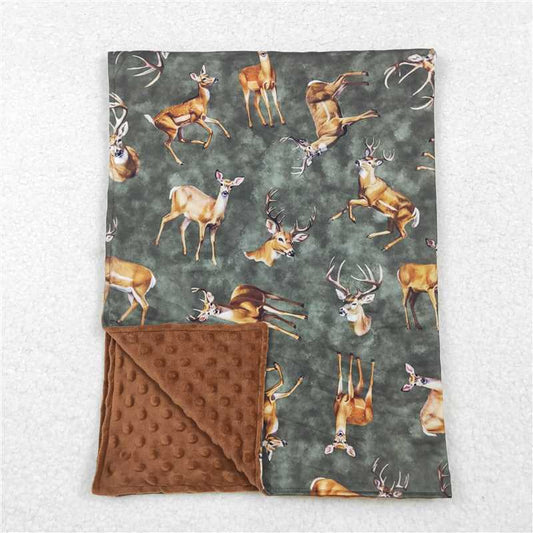 RTS NO MOQ Baby Kids Carpet BL0168 Brown Polka Dots Southern Deer Hunting Blankets