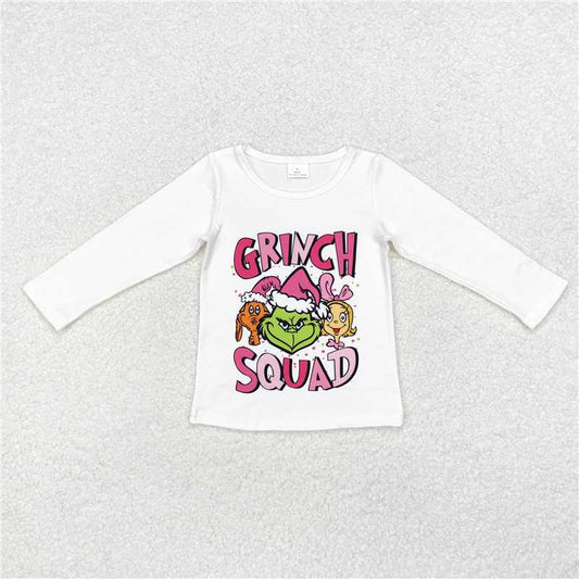 RTS NO MOQ Baby Girls Long Sleeve GT0757 White Christmas Tee Shirts Tops